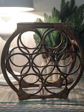 1970s Bent Bamboo & Rattan Wine Rack